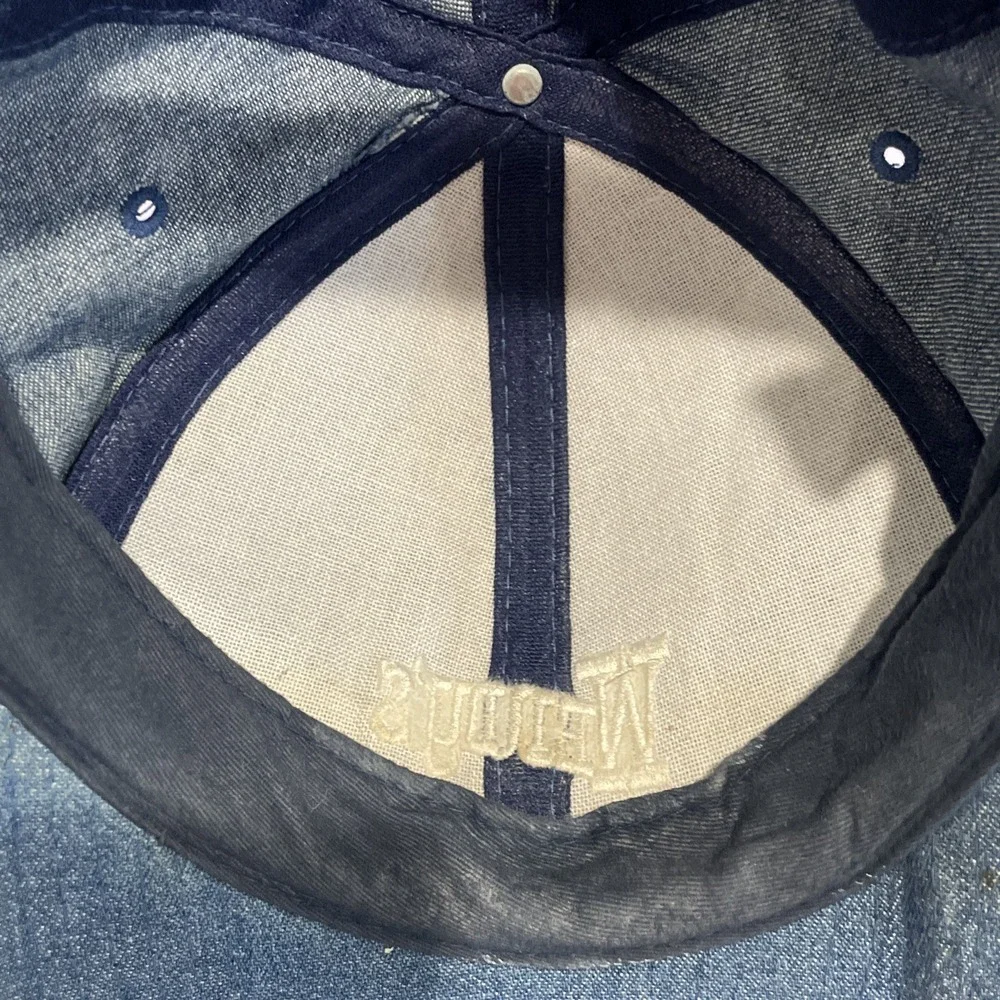 VTG Wendys Fast Food Restaurant Uniform Blue Denim Baseball Cap Hat Snapback
